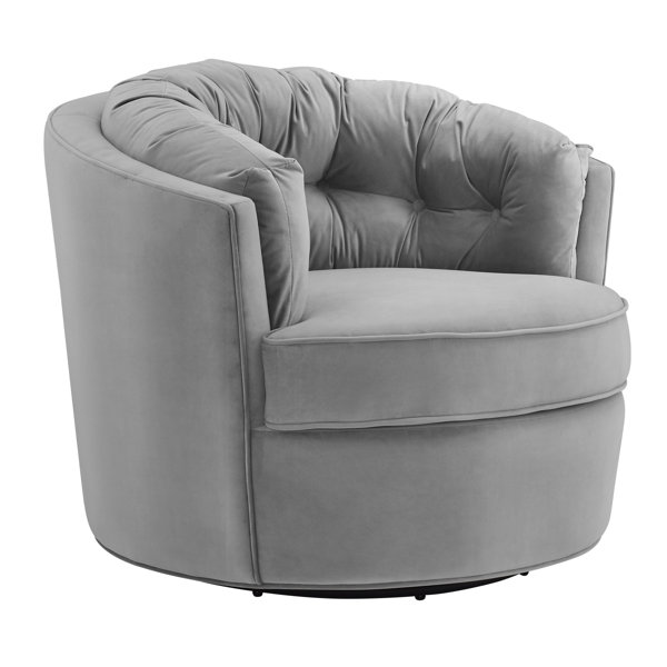 Mercer41 Swifton Velvet Swivel 18.1" Barrel Chair & Reviews Wayfair